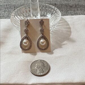 Elegant Silver and Pearl Drop Earrings